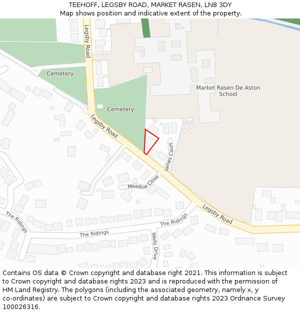 TEEHOFF, LEGSBY ROAD, MARKET RASEN, LN8 3DY: Location map and indicative extent of plot