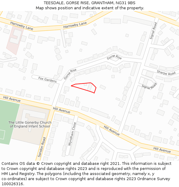 TEESDALE, GORSE RISE, GRANTHAM, NG31 9BS: Location map and indicative extent of plot