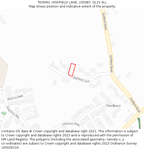 TEGFAN, HIGHFIELD LANE, LYDNEY, GL15 4LL: Location map and indicative extent of plot