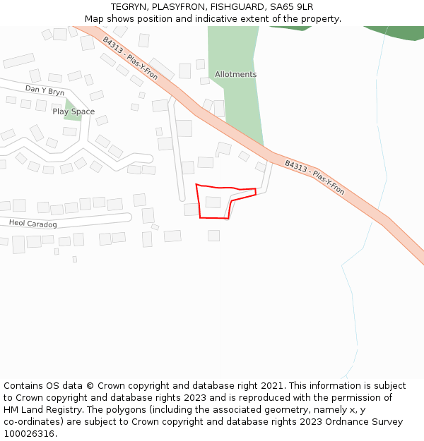 TEGRYN, PLASYFRON, FISHGUARD, SA65 9LR: Location map and indicative extent of plot