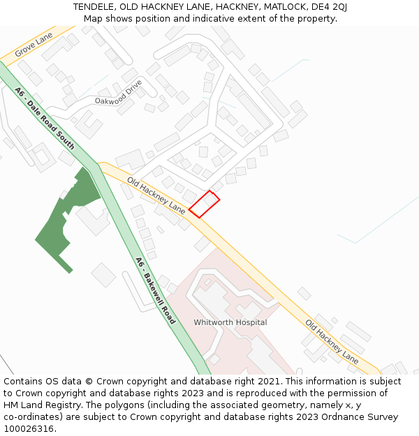 TENDELE, OLD HACKNEY LANE, HACKNEY, MATLOCK, DE4 2QJ: Location map and indicative extent of plot