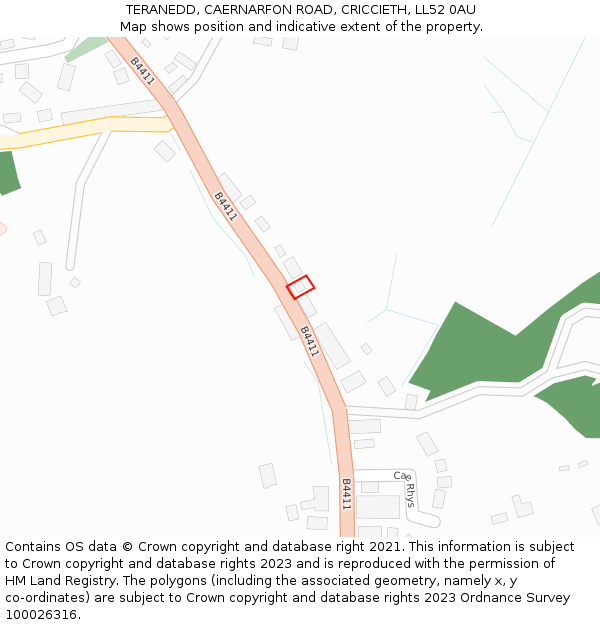 TERANEDD, CAERNARFON ROAD, CRICCIETH, LL52 0AU: Location map and indicative extent of plot