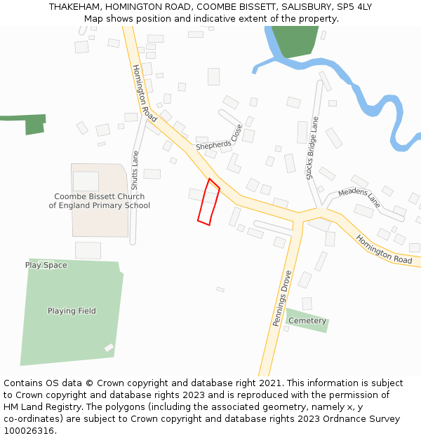 THAKEHAM, HOMINGTON ROAD, COOMBE BISSETT, SALISBURY, SP5 4LY: Location map and indicative extent of plot