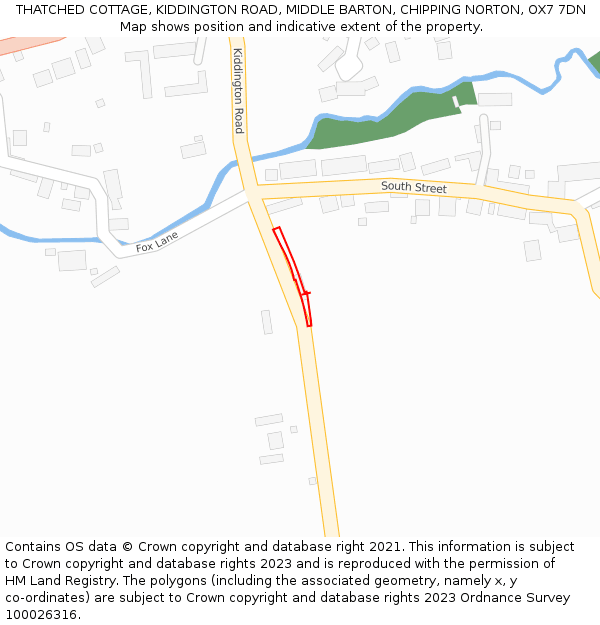 THATCHED COTTAGE, KIDDINGTON ROAD, MIDDLE BARTON, CHIPPING NORTON, OX7 7DN: Location map and indicative extent of plot