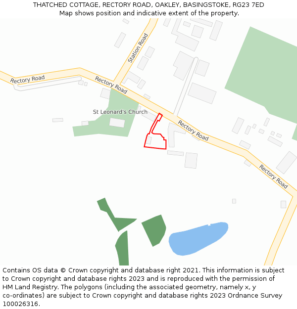 THATCHED COTTAGE, RECTORY ROAD, OAKLEY, BASINGSTOKE, RG23 7ED: Location map and indicative extent of plot