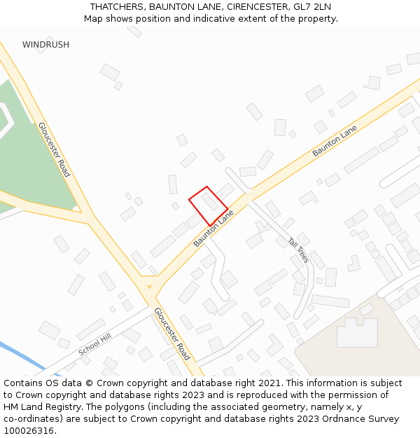 THATCHERS, BAUNTON LANE, CIRENCESTER, GL7 2LN: Location map and indicative extent of plot