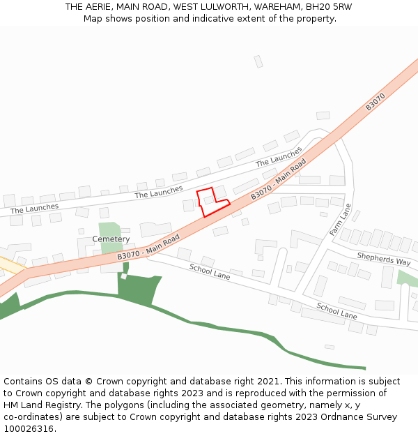 THE AERIE, MAIN ROAD, WEST LULWORTH, WAREHAM, BH20 5RW: Location map and indicative extent of plot