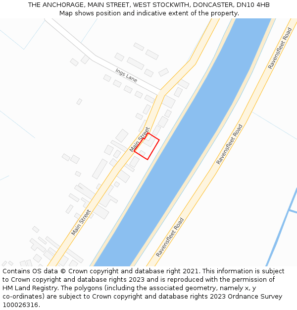 THE ANCHORAGE, MAIN STREET, WEST STOCKWITH, DONCASTER, DN10 4HB: Location map and indicative extent of plot