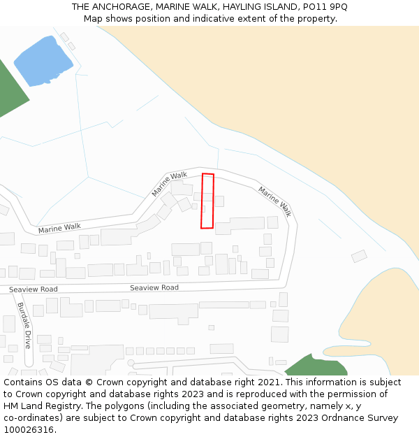 THE ANCHORAGE, MARINE WALK, HAYLING ISLAND, PO11 9PQ: Location map and indicative extent of plot