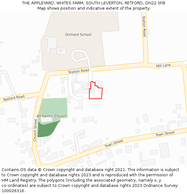 THE APPLEYARD, WHITES FARM, SOUTH LEVERTON, RETFORD, DN22 0FB: Location map and indicative extent of plot