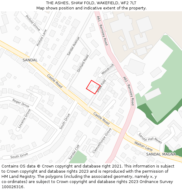 THE ASHES, SHAW FOLD, WAKEFIELD, WF2 7LT: Location map and indicative extent of plot