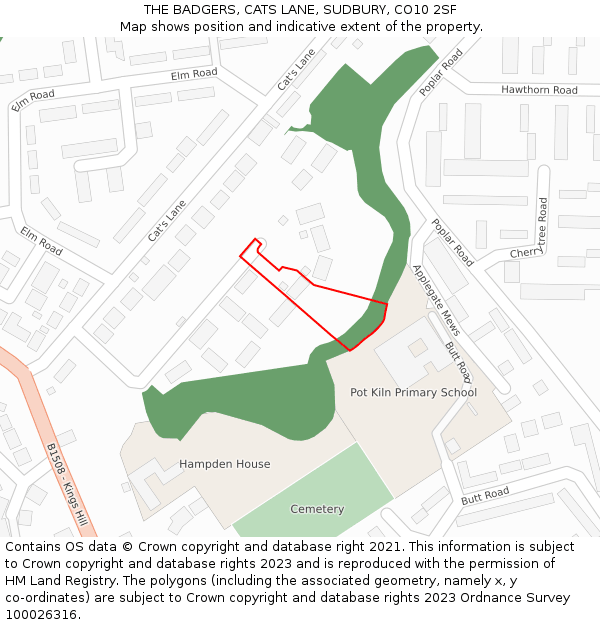 THE BADGERS, CATS LANE, SUDBURY, CO10 2SF: Location map and indicative extent of plot