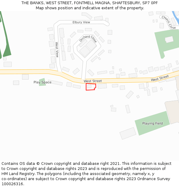 THE BANKS, WEST STREET, FONTMELL MAGNA, SHAFTESBURY, SP7 0PF: Location map and indicative extent of plot