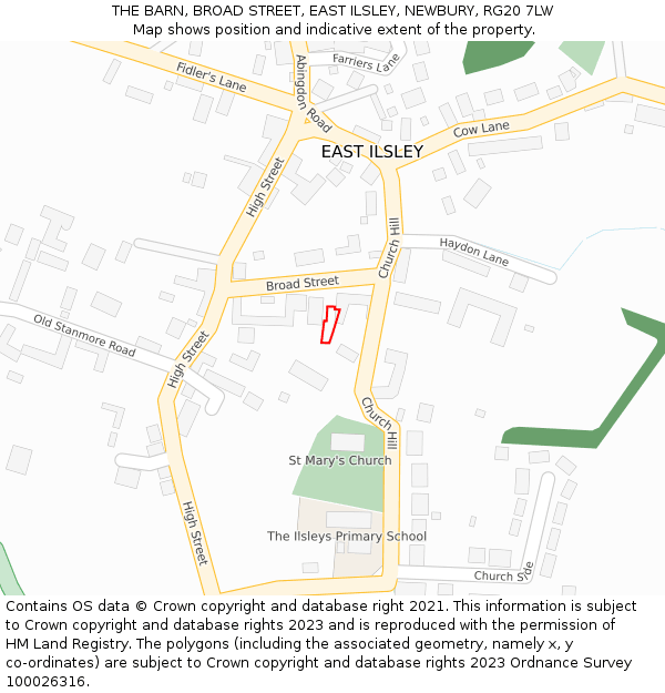 THE BARN, BROAD STREET, EAST ILSLEY, NEWBURY, RG20 7LW: Location map and indicative extent of plot