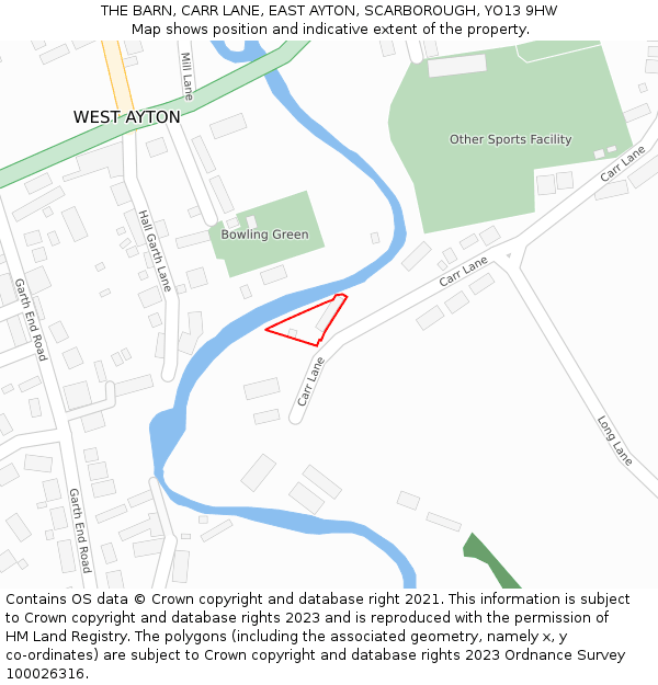 THE BARN, CARR LANE, EAST AYTON, SCARBOROUGH, YO13 9HW: Location map and indicative extent of plot