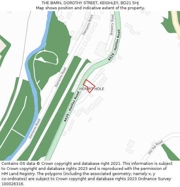 THE BARN, DOROTHY STREET, KEIGHLEY, BD21 5HJ: Location map and indicative extent of plot