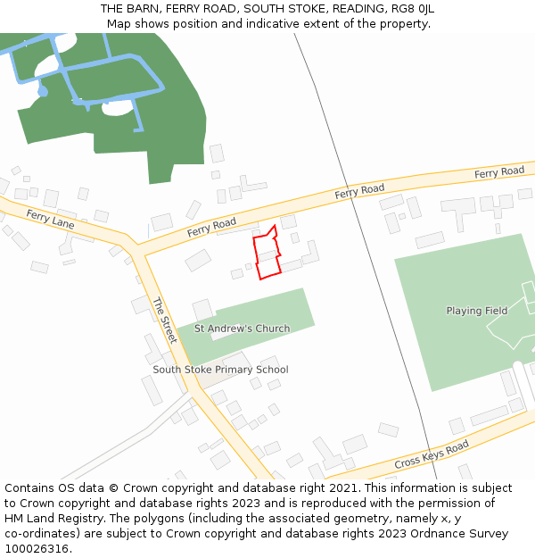 THE BARN, FERRY ROAD, SOUTH STOKE, READING, RG8 0JL: Location map and indicative extent of plot