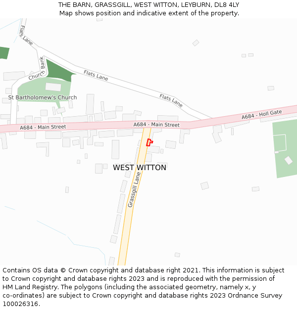 THE BARN, GRASSGILL, WEST WITTON, LEYBURN, DL8 4LY: Location map and indicative extent of plot