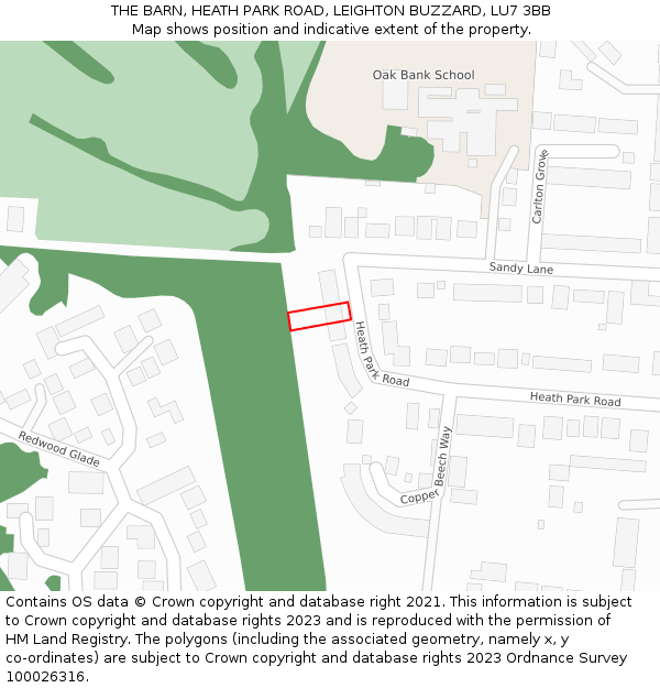 THE BARN, HEATH PARK ROAD, LEIGHTON BUZZARD, LU7 3BB: Location map and indicative extent of plot