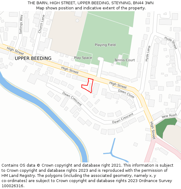 THE BARN, HIGH STREET, UPPER BEEDING, STEYNING, BN44 3WN: Location map and indicative extent of plot