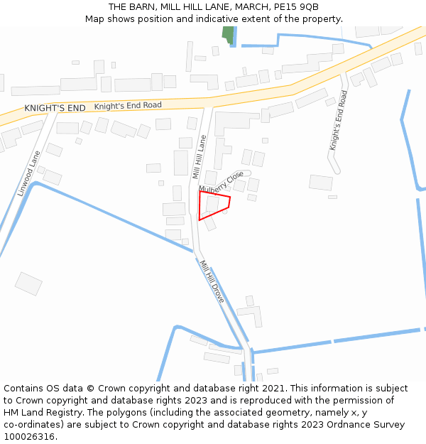 THE BARN, MILL HILL LANE, MARCH, PE15 9QB: Location map and indicative extent of plot