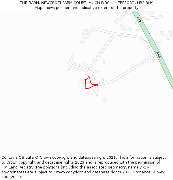 THE BARN, NEWCROFT FARM COURT, MUCH BIRCH, HEREFORD, HR2 8HY: Location map and indicative extent of plot