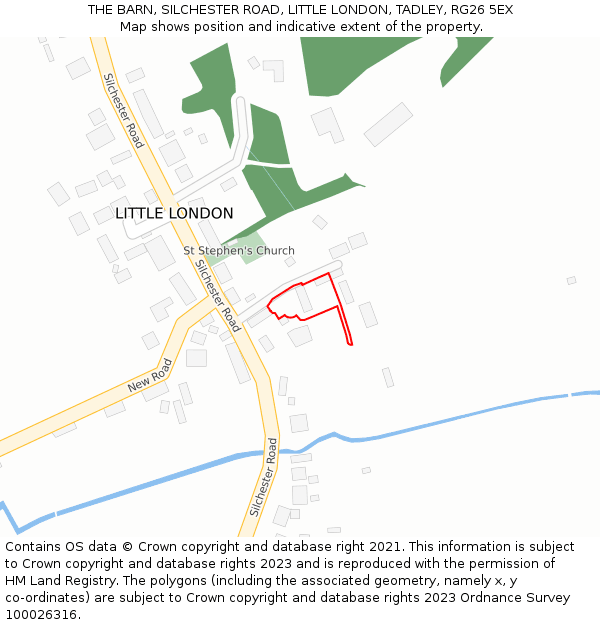 THE BARN, SILCHESTER ROAD, LITTLE LONDON, TADLEY, RG26 5EX: Location map and indicative extent of plot