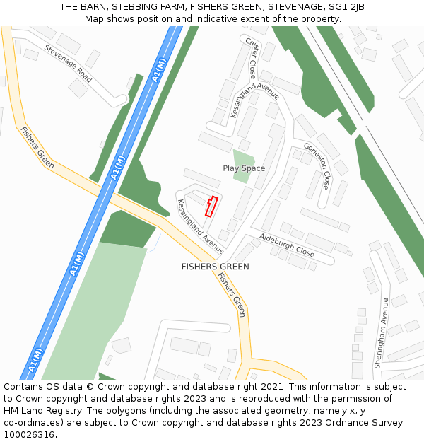 THE BARN, STEBBING FARM, FISHERS GREEN, STEVENAGE, SG1 2JB: Location map and indicative extent of plot