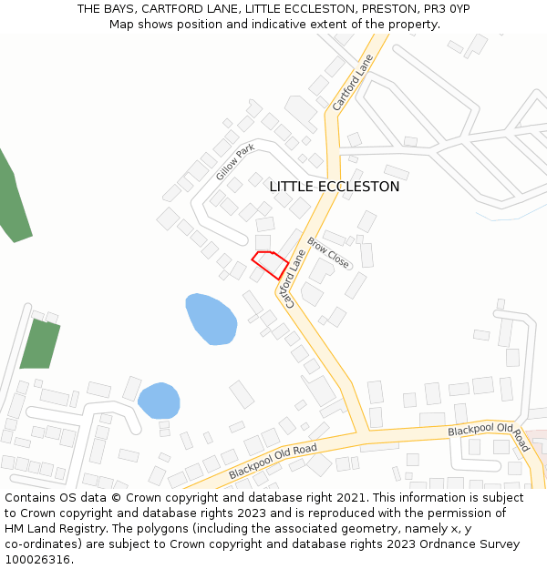 THE BAYS, CARTFORD LANE, LITTLE ECCLESTON, PRESTON, PR3 0YP: Location map and indicative extent of plot