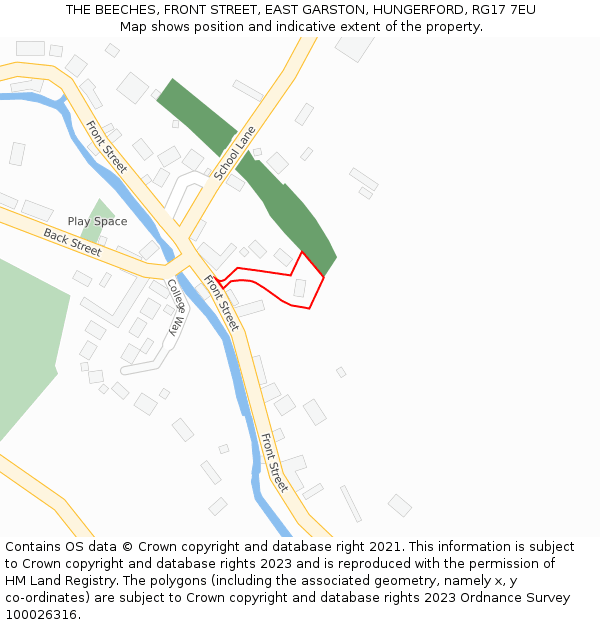 THE BEECHES, FRONT STREET, EAST GARSTON, HUNGERFORD, RG17 7EU: Location map and indicative extent of plot