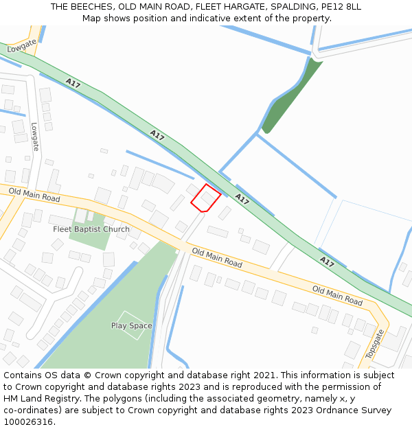 THE BEECHES, OLD MAIN ROAD, FLEET HARGATE, SPALDING, PE12 8LL: Location map and indicative extent of plot