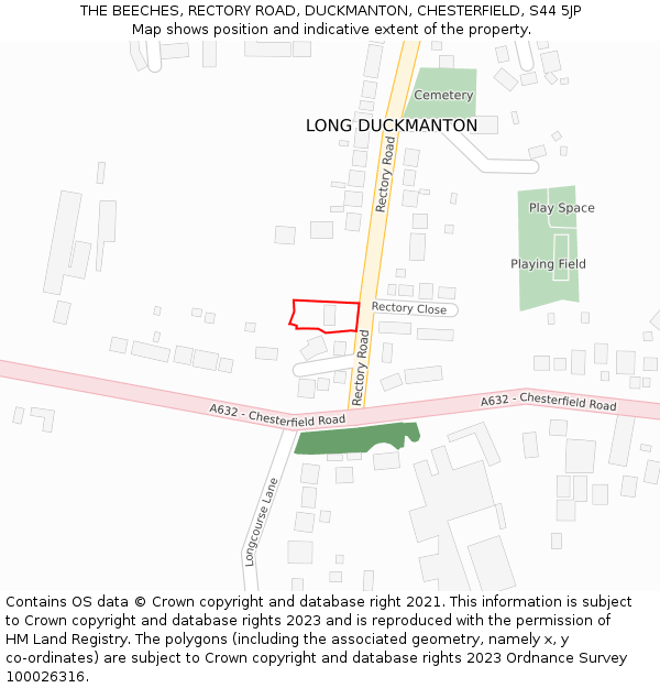 THE BEECHES, RECTORY ROAD, DUCKMANTON, CHESTERFIELD, S44 5JP: Location map and indicative extent of plot