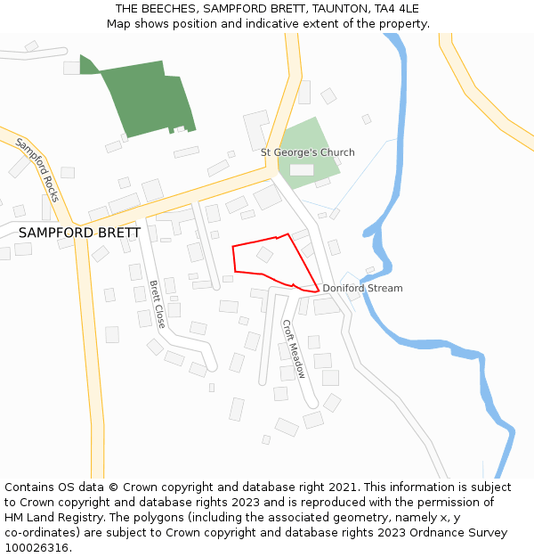 THE BEECHES, SAMPFORD BRETT, TAUNTON, TA4 4LE: Location map and indicative extent of plot