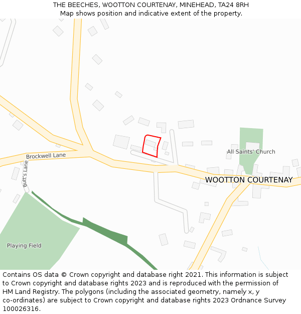 THE BEECHES, WOOTTON COURTENAY, MINEHEAD, TA24 8RH: Location map and indicative extent of plot