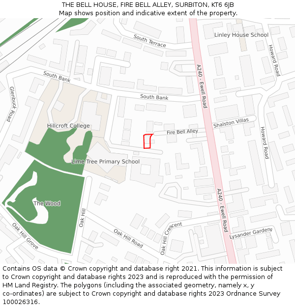 THE BELL HOUSE, FIRE BELL ALLEY, SURBITON, KT6 6JB: Location map and indicative extent of plot