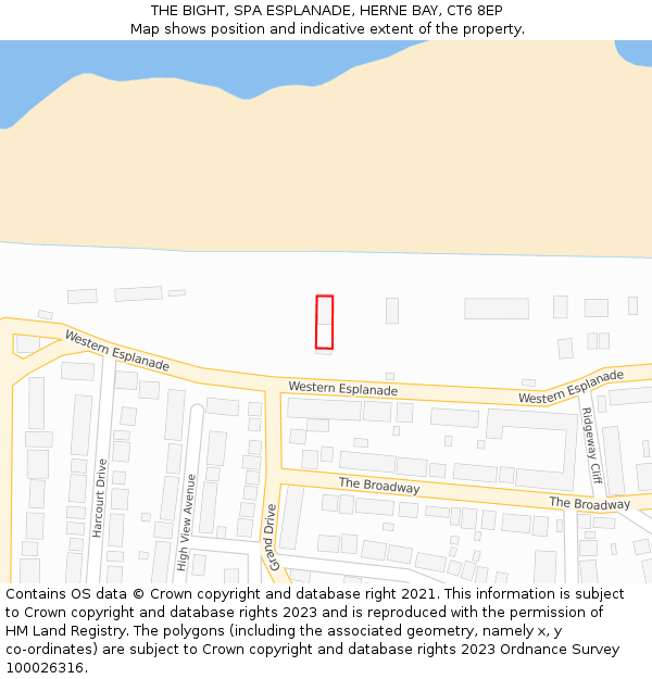 THE BIGHT, SPA ESPLANADE, HERNE BAY, CT6 8EP: Location map and indicative extent of plot