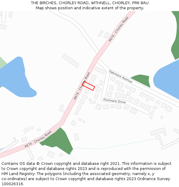 THE BIRCHES, CHORLEY ROAD, WITHNELL, CHORLEY, PR6 8AU: Location map and indicative extent of plot