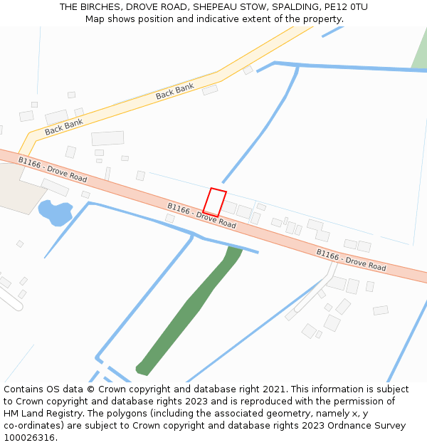 THE BIRCHES, DROVE ROAD, SHEPEAU STOW, SPALDING, PE12 0TU: Location map and indicative extent of plot