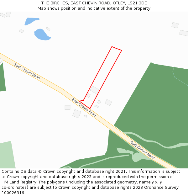 THE BIRCHES, EAST CHEVIN ROAD, OTLEY, LS21 3DE: Location map and indicative extent of plot