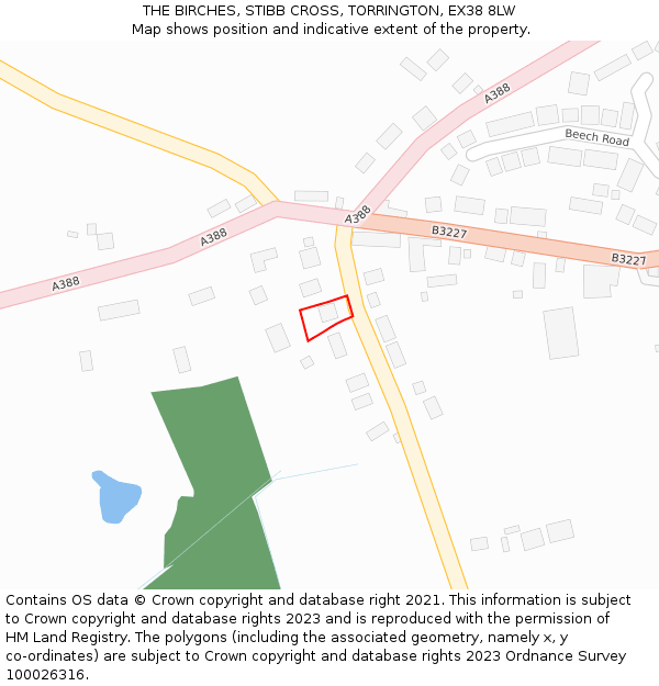THE BIRCHES, STIBB CROSS, TORRINGTON, EX38 8LW: Location map and indicative extent of plot