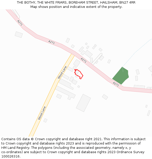 THE BOTHY, THE WHITE FRIARS, BOREHAM STREET, HAILSHAM, BN27 4RR: Location map and indicative extent of plot