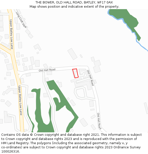 THE BOWER, OLD HALL ROAD, BATLEY, WF17 0AX: Location map and indicative extent of plot
