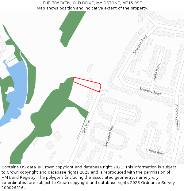 THE BRACKEN, OLD DRIVE, MAIDSTONE, ME15 9SE: Location map and indicative extent of plot