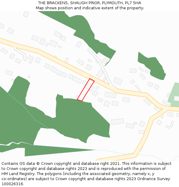THE BRACKENS, SHAUGH PRIOR, PLYMOUTH, PL7 5HA: Location map and indicative extent of plot