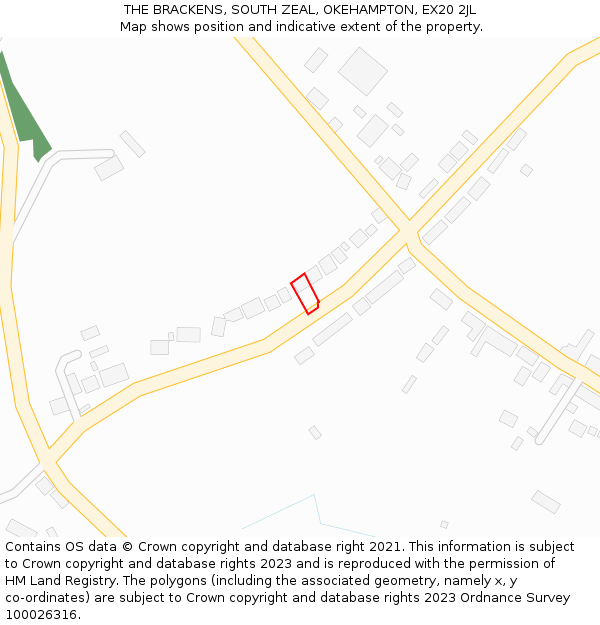 THE BRACKENS, SOUTH ZEAL, OKEHAMPTON, EX20 2JL: Location map and indicative extent of plot