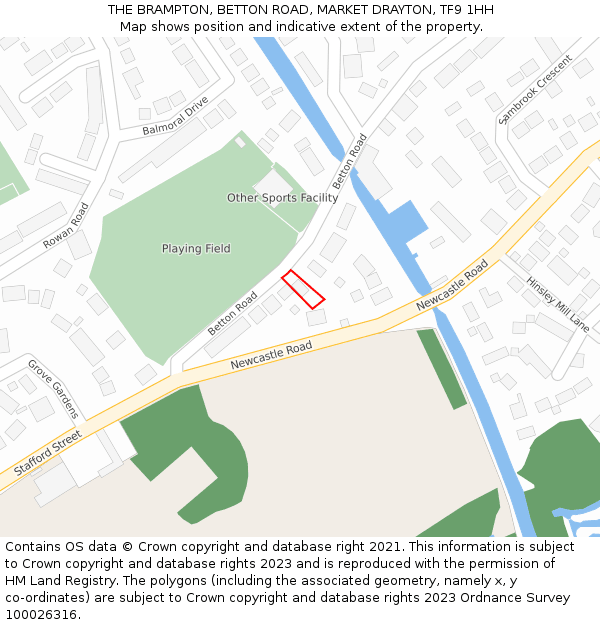 THE BRAMPTON, BETTON ROAD, MARKET DRAYTON, TF9 1HH: Location map and indicative extent of plot