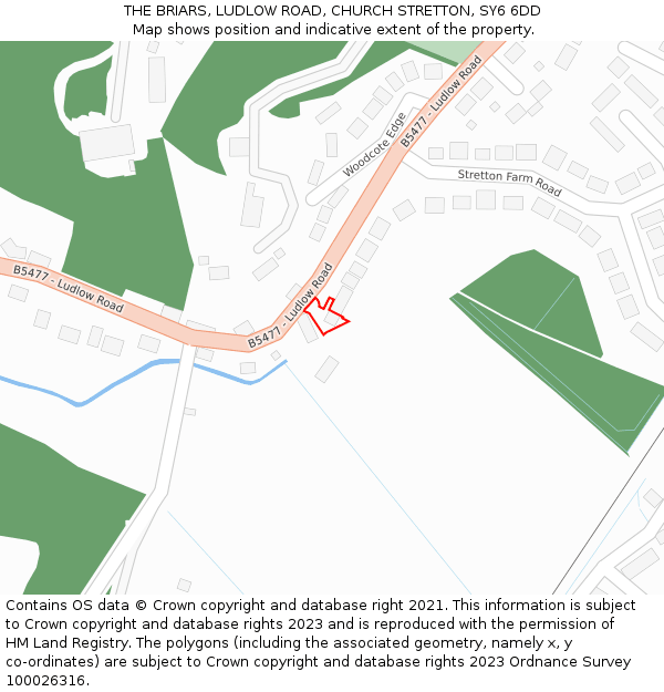 THE BRIARS, LUDLOW ROAD, CHURCH STRETTON, SY6 6DD: Location map and indicative extent of plot