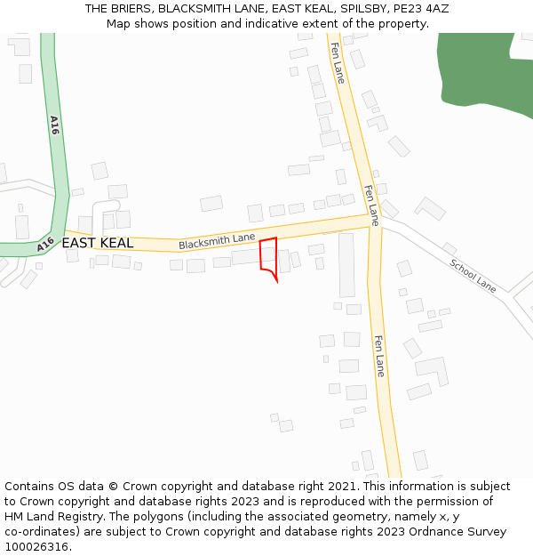 THE BRIERS, BLACKSMITH LANE, EAST KEAL, SPILSBY, PE23 4AZ: Location map and indicative extent of plot