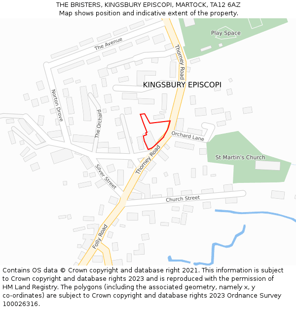 THE BRISTERS, KINGSBURY EPISCOPI, MARTOCK, TA12 6AZ: Location map and indicative extent of plot