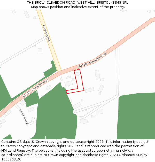 THE BROW, CLEVEDON ROAD, WEST HILL, BRISTOL, BS48 1PL: Location map and indicative extent of plot